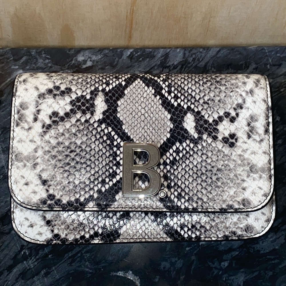 Balenciaga B Python Print Calfskin Leather Wallet on Chain Bag